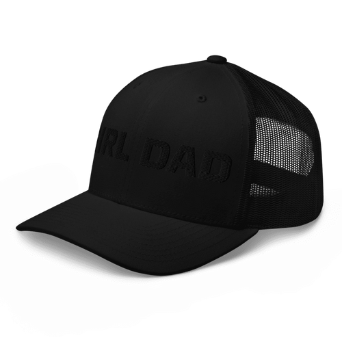 Black on black snap back trucker